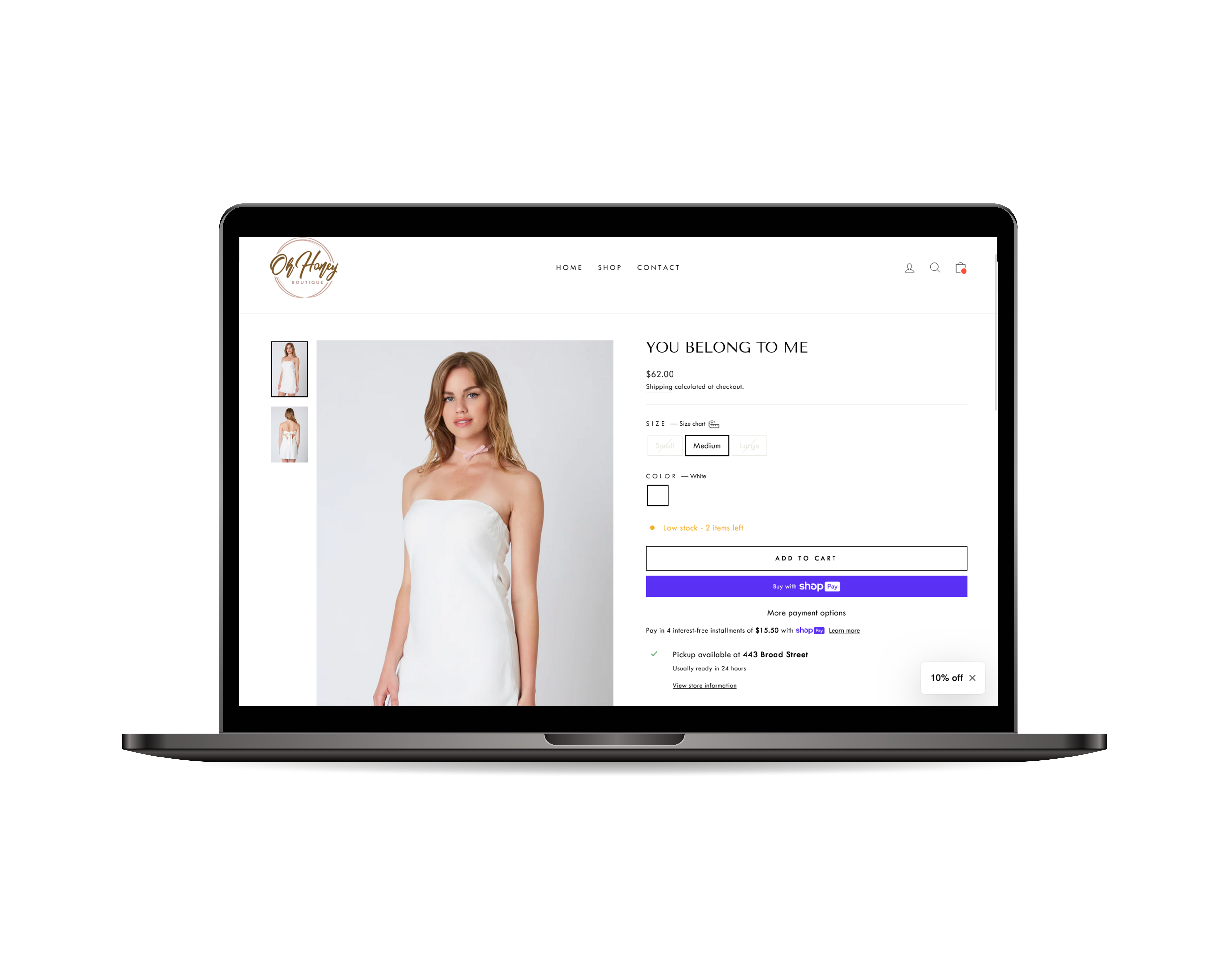 Client project for Oh, Honey Boutique