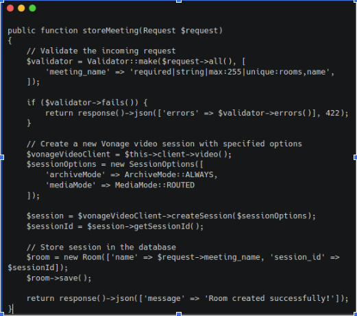 Creating Video Sessions