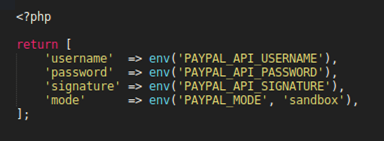 Create a paypal.php config file: