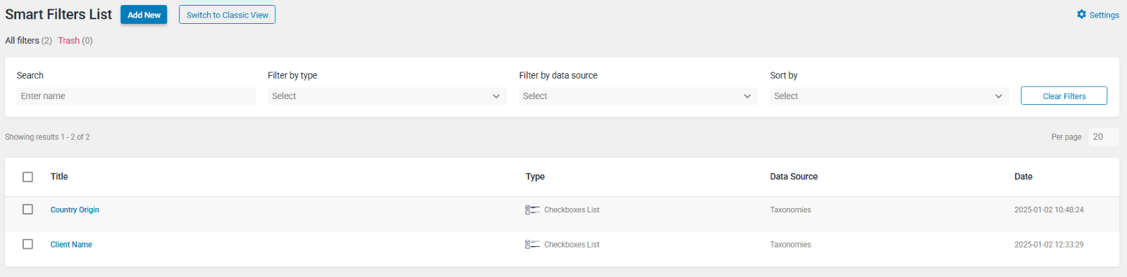 Advanced Filtering and AJAX Search