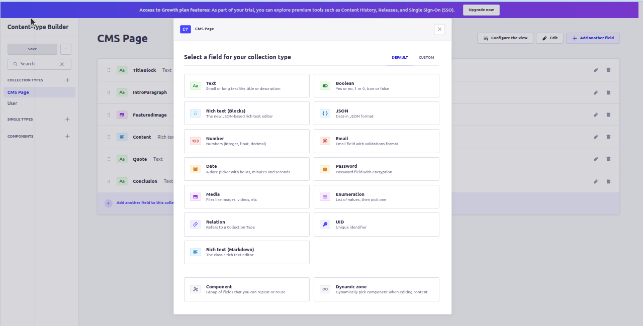 Creating the Blog Collection in Strapi 1