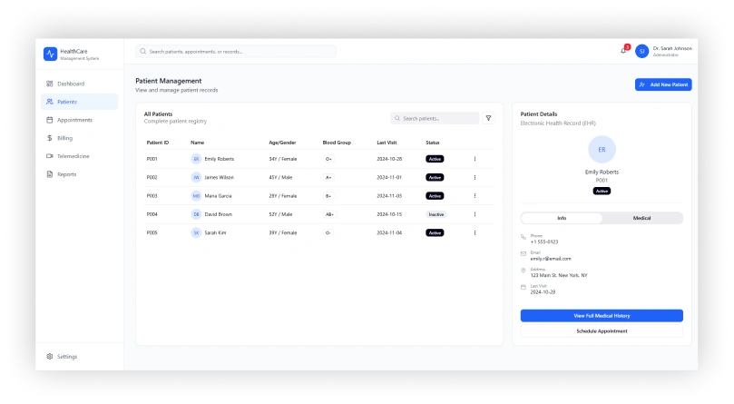 Healthcare Management System Patient