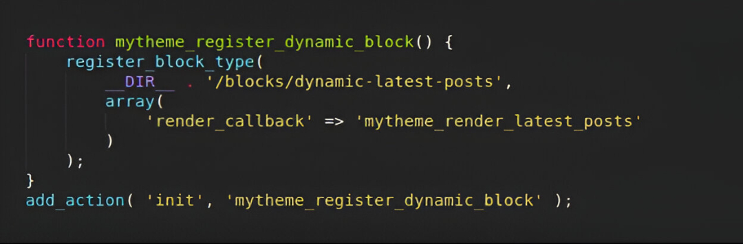 Register the Block in PHP